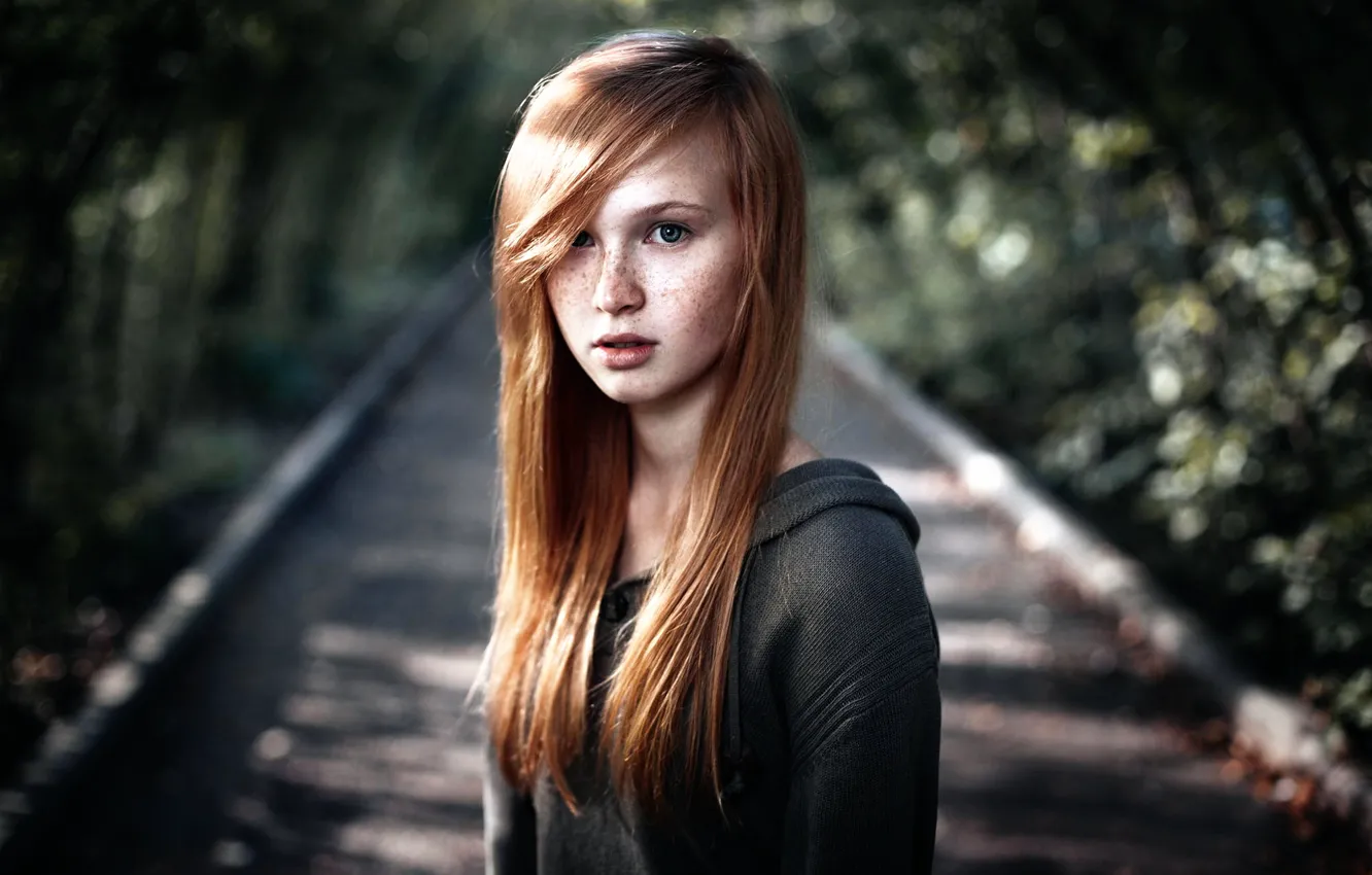 Photo wallpaper freckles, the beauty, Arina, Roman Filippov