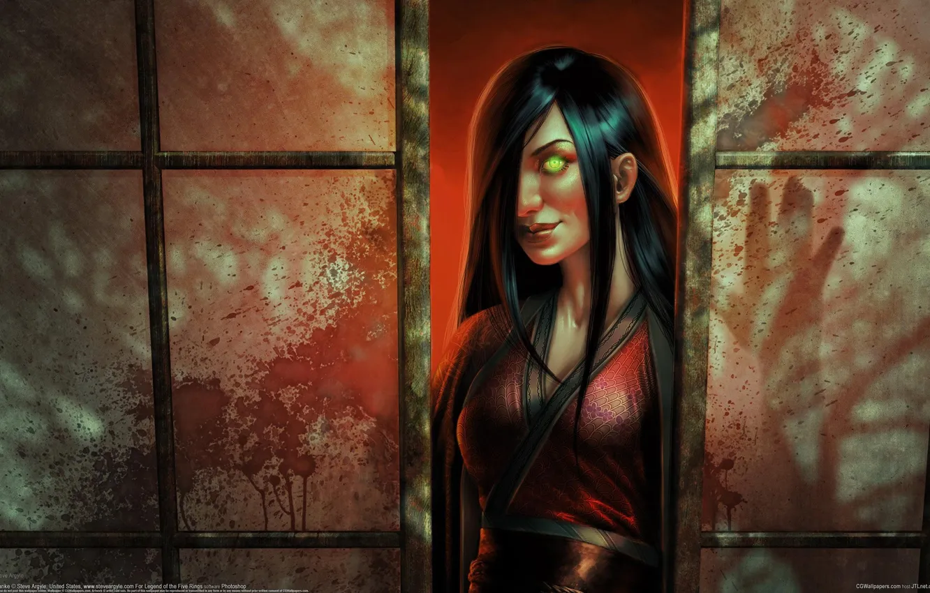 Photo wallpaper eyes, look, girl, magic, blood, the door, art, screen