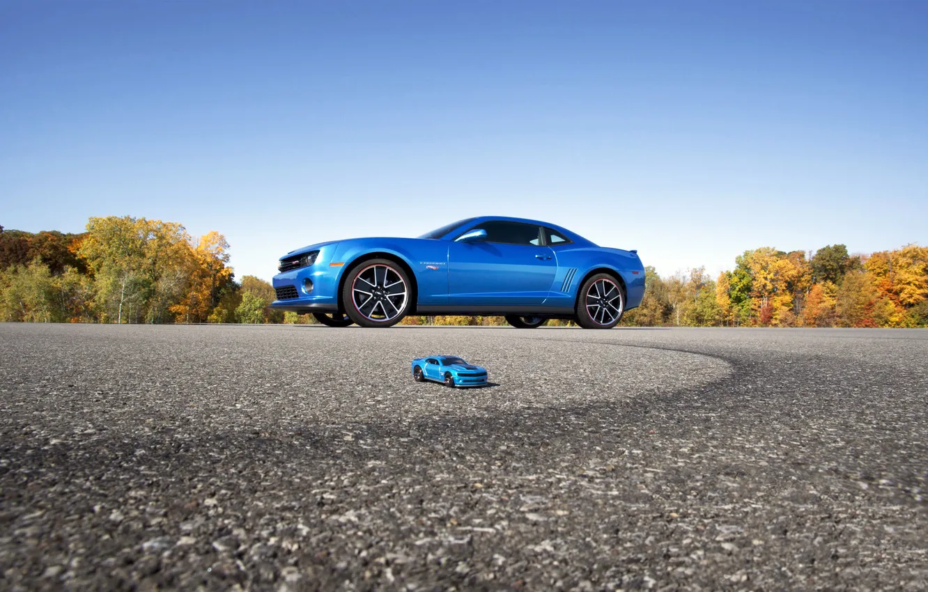 Photo wallpaper blue, model, color, Camaro, sports car, car