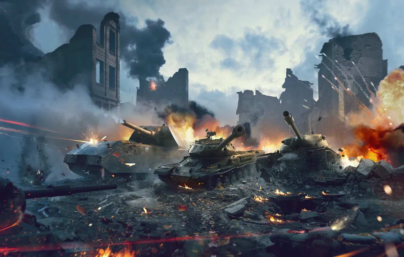 Photo wallpaper Ruins, Tanks, Game, WoT, World of Tanks, World Of Tanks, Wargaming Net, Wargaming.net