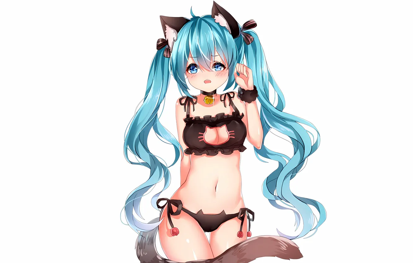 Photo wallpaper girl, sexy, lingerie, Cameltoe, vocaloid, hatsune miku, bra, cleavage
