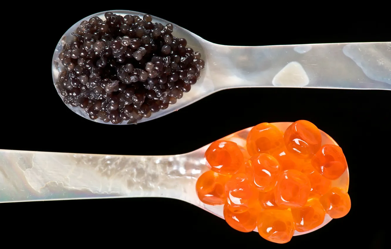 Photo wallpaper food, spoon, caviar, caviar