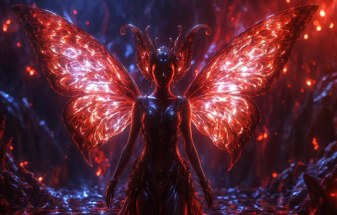 Photo wallpaper fairy, the wings of a butterfly, Dark Fairy