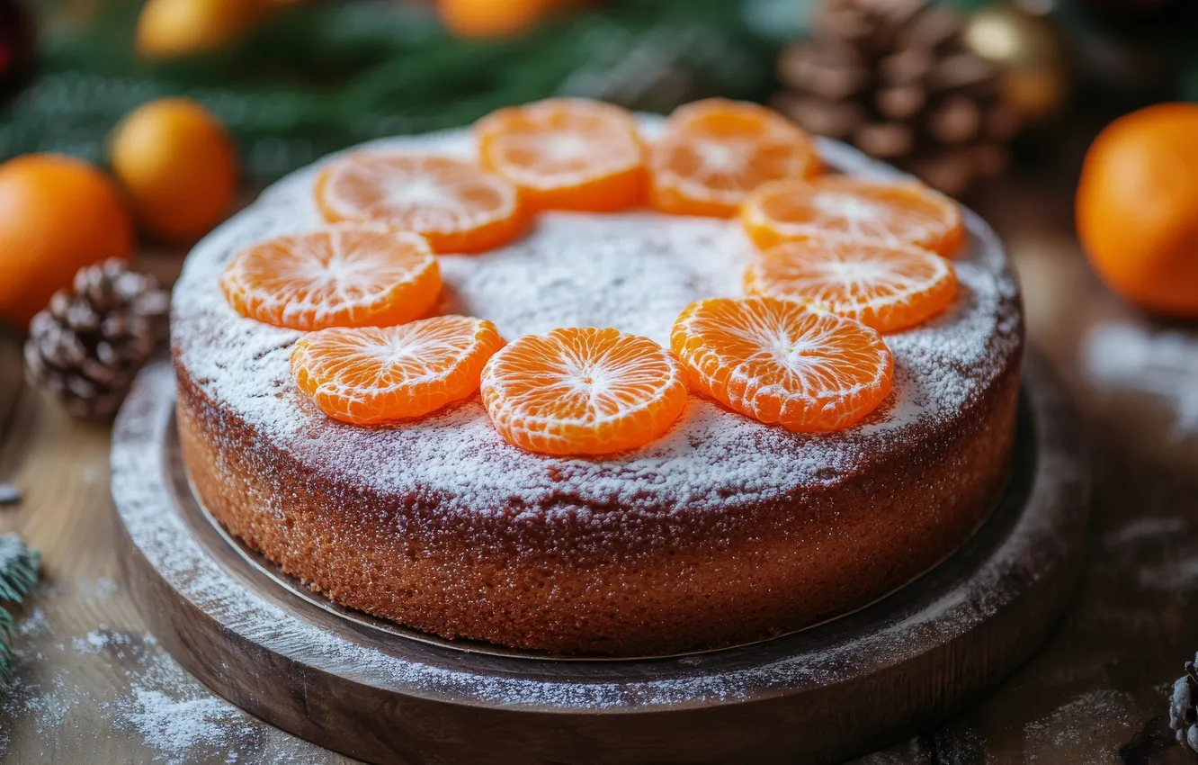 Photo wallpaper new year, Christmas, pie, cake, needles, bumps, cakes, slices
