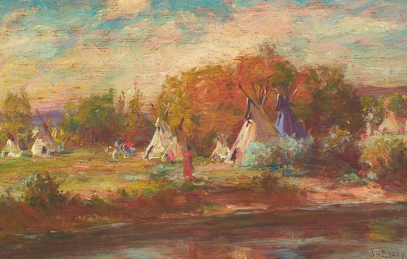 Photo wallpaper Joseph Henry Sharp, Crow Camp, on the Little Big Horn