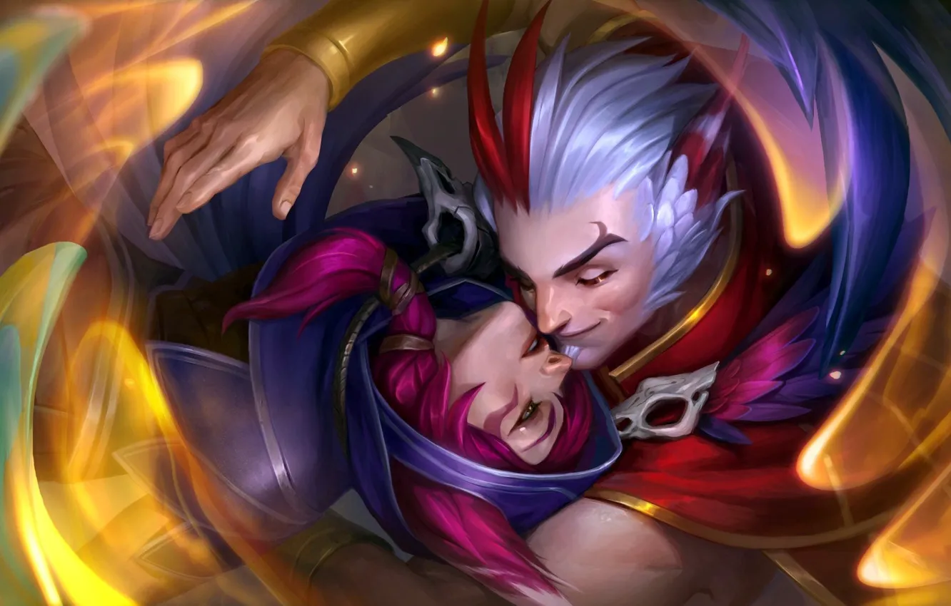 Photo wallpaper being, two, guy, romance, pair, girl, fantasy, League of Legends