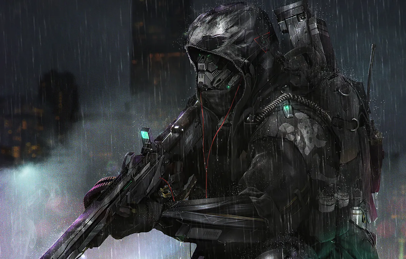 Photo wallpaper sniper, artist, digital art, artwork