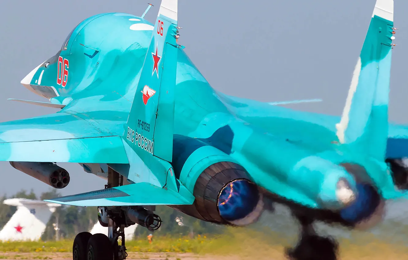 Photo wallpaper Fighter-bomber, Su-34, Sukhoi, Videoconferencing Russia, Russian multifunctional supersonic