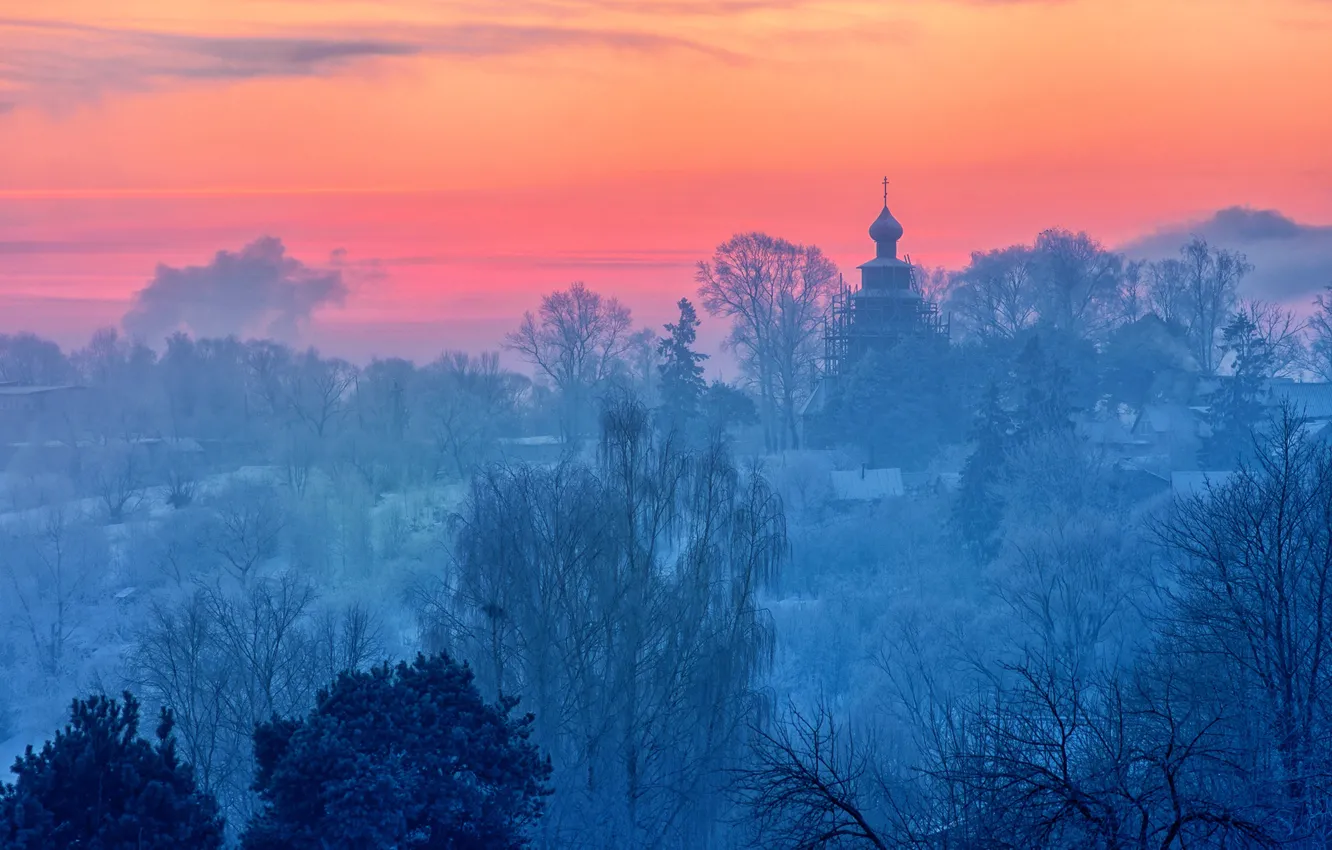 Photo wallpaper frost, early in the morning, Tver oblast, Torzhok, January 2017