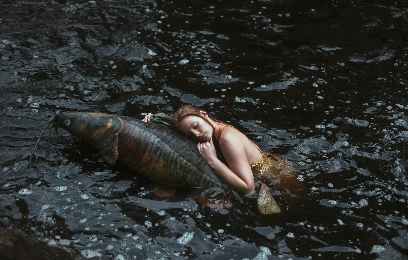 Photo wallpaper girl, mermaid, fish, in the water, Aleah Michele, Strange sightings
