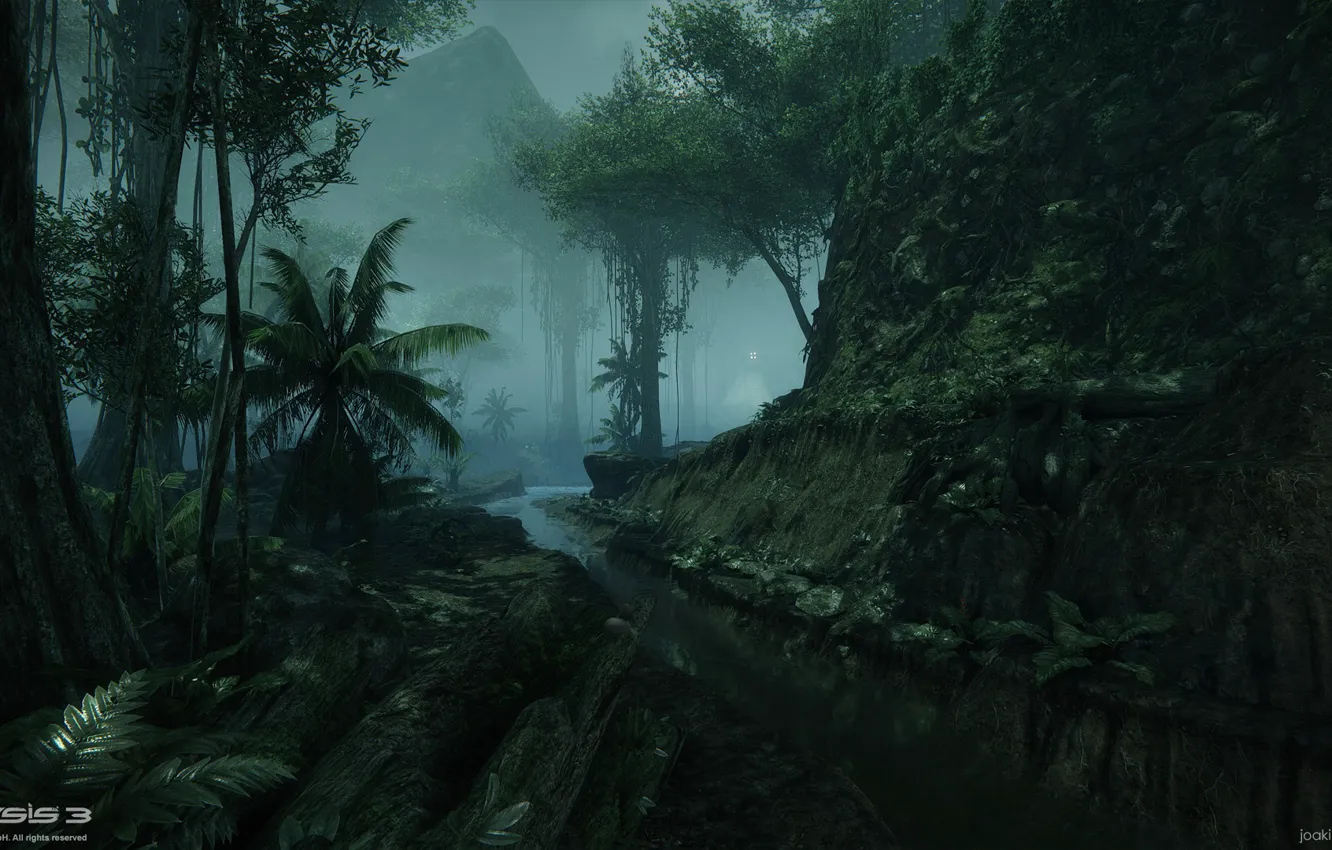 Photo wallpaper mountains, jungle, channel, crossing, Crysis 3 MP DLC