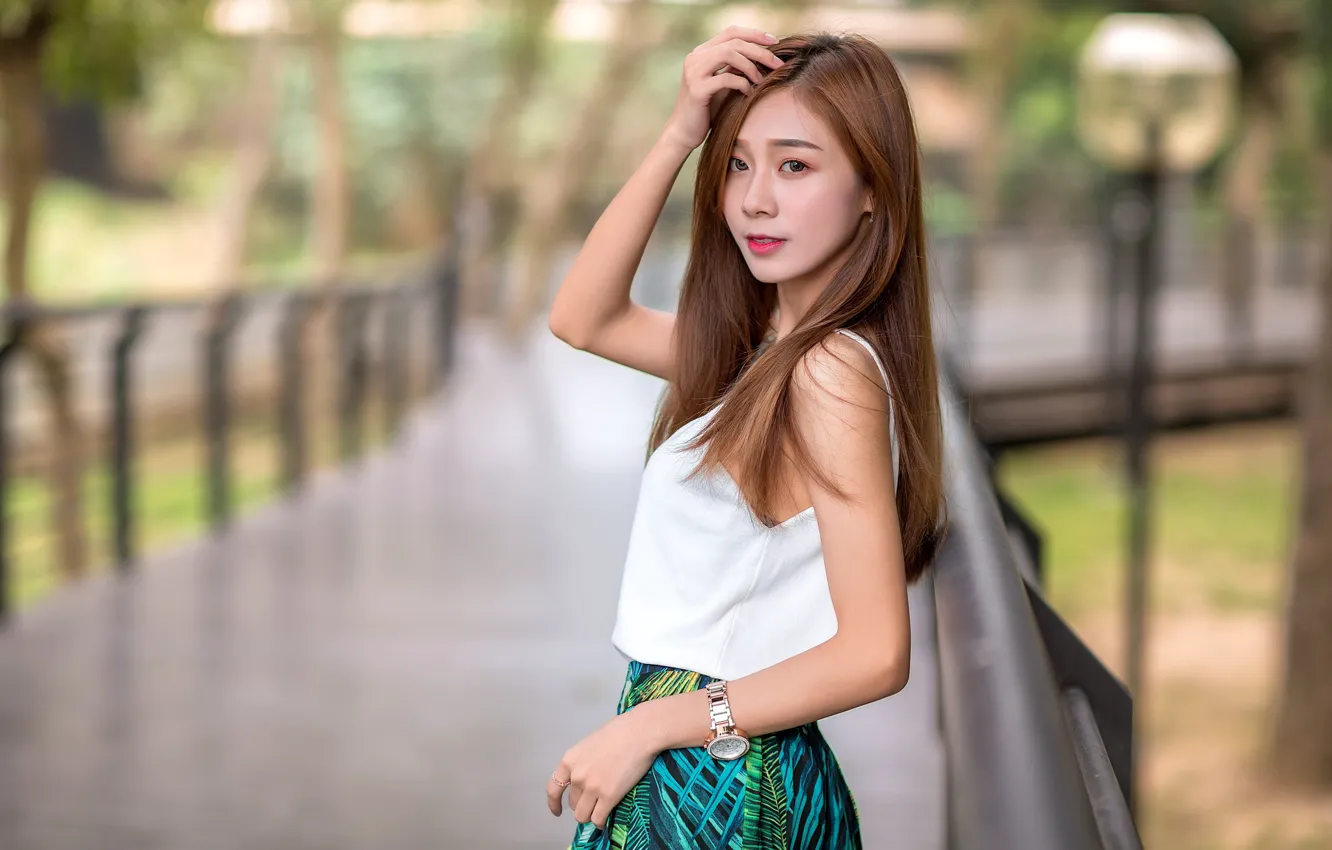 Photo wallpaper look, girl, hair, Asian