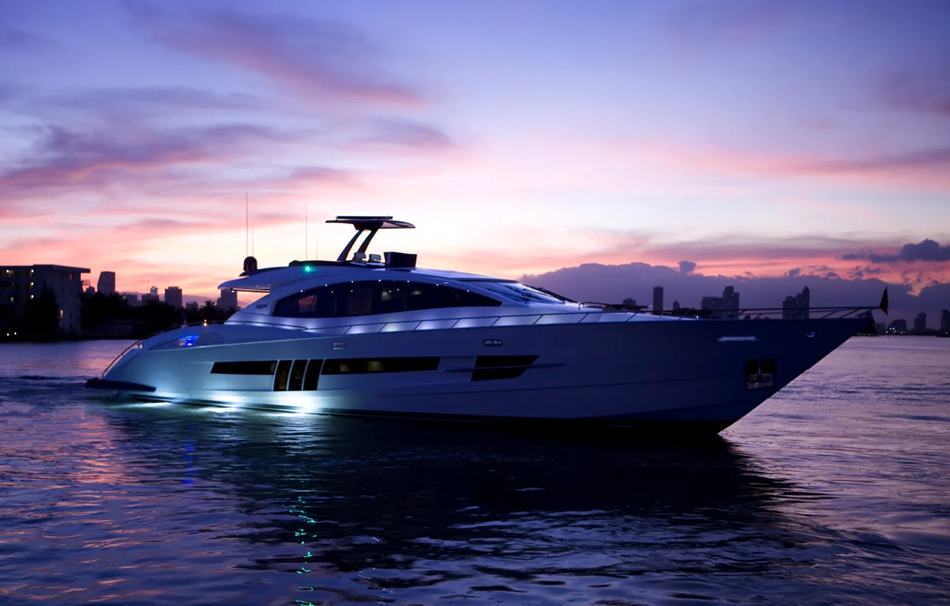 Photo wallpaper sea, the evening, yacht, luxury motor yacht
