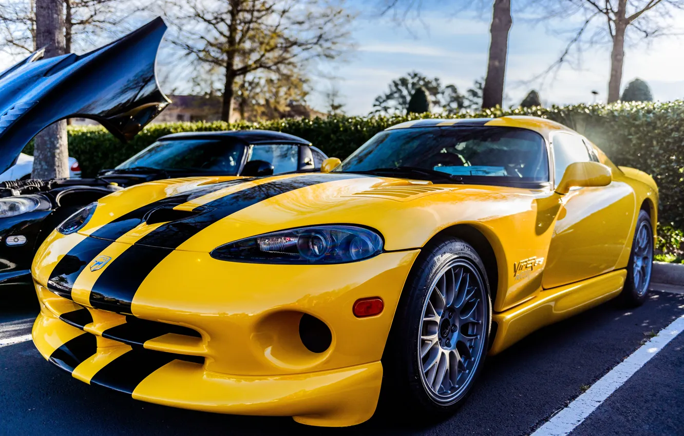 Photo wallpaper Dodge, Viper, yellow, V10, Phase II SR Viper RT/10 GTS