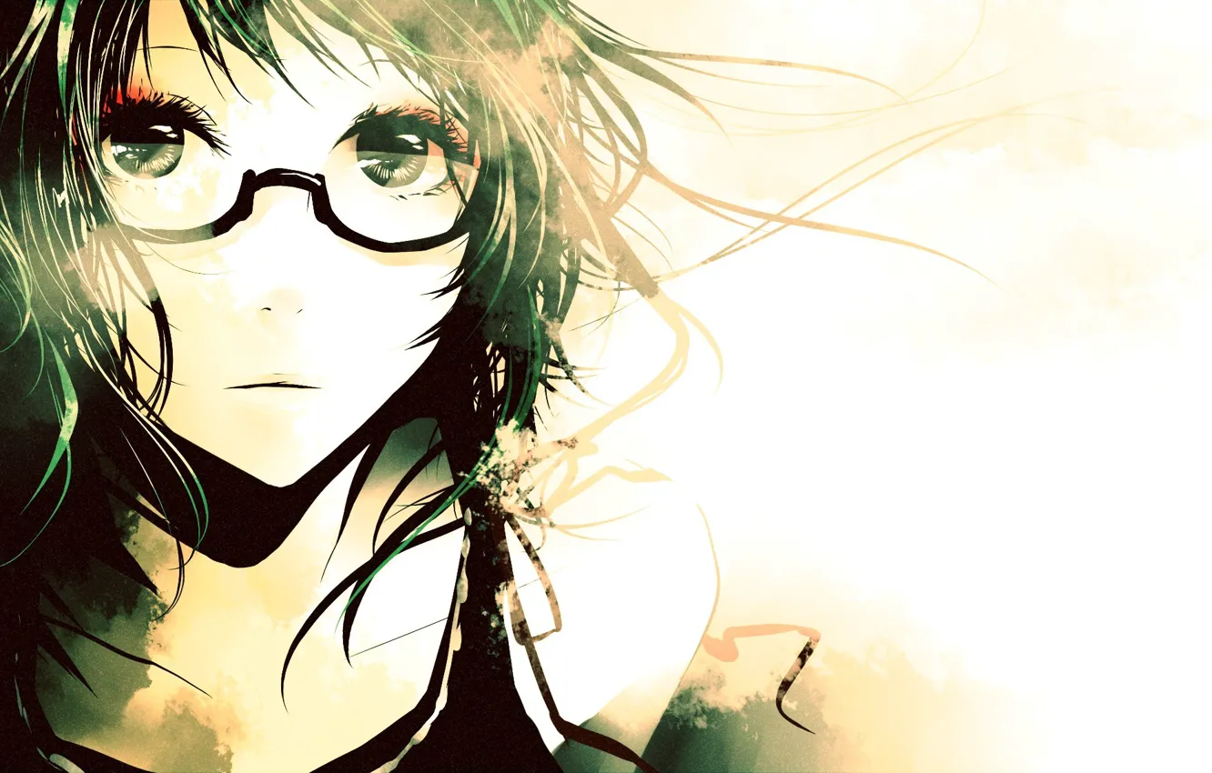 Photo wallpaper eyes, girl, face, glasses, Anime, vocaloid, gumi