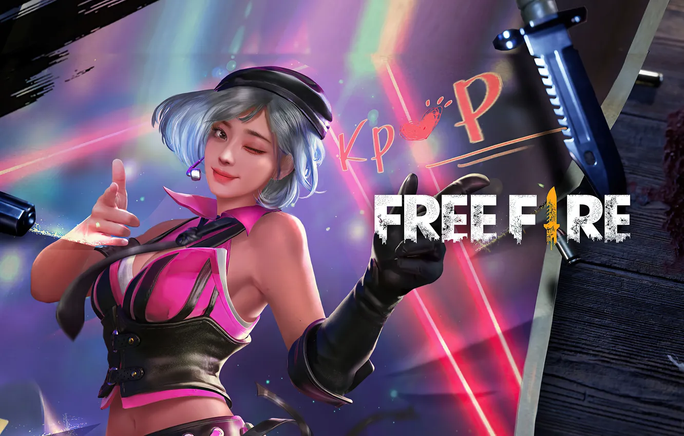 Photo wallpaper weapons, the game, game, gesture, characters, big Breasts, Weapons, cute girl