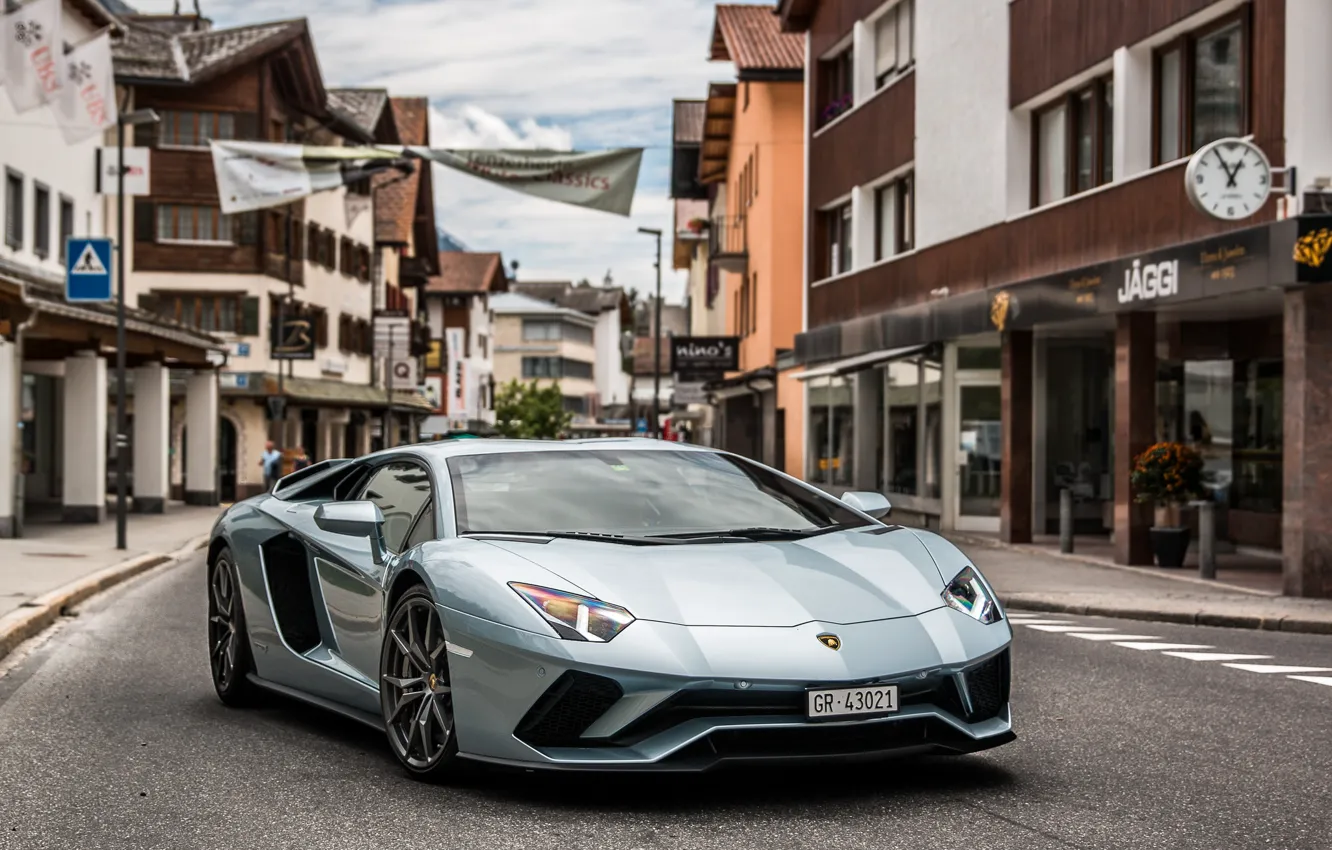 Photo wallpaper Lamborghini, Street, Aventador