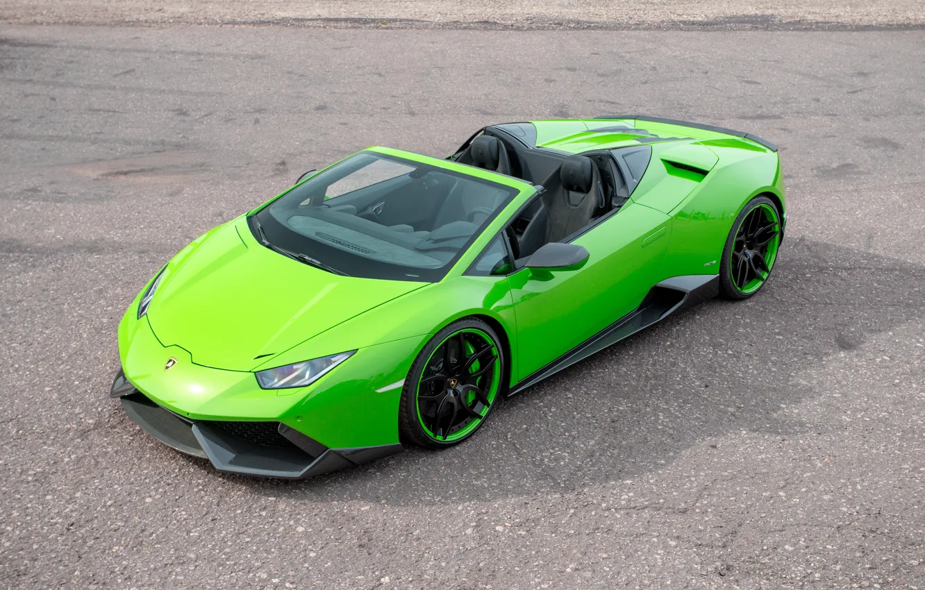 Photo wallpaper car, green, green, Lamborghini, Lambo, car, Spyder, the front