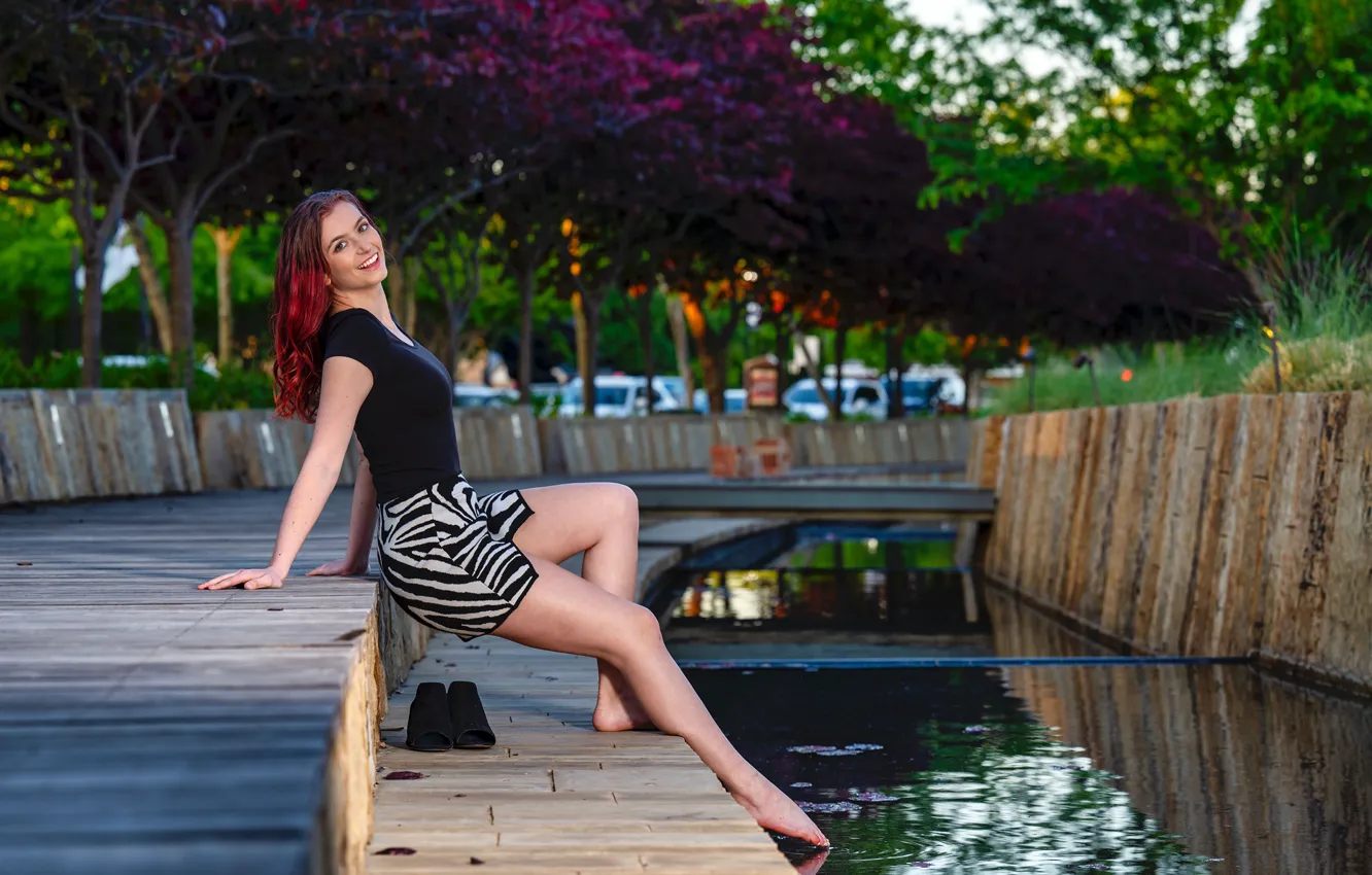 Photo wallpaper pose, feet, skirt, Megan, sitting