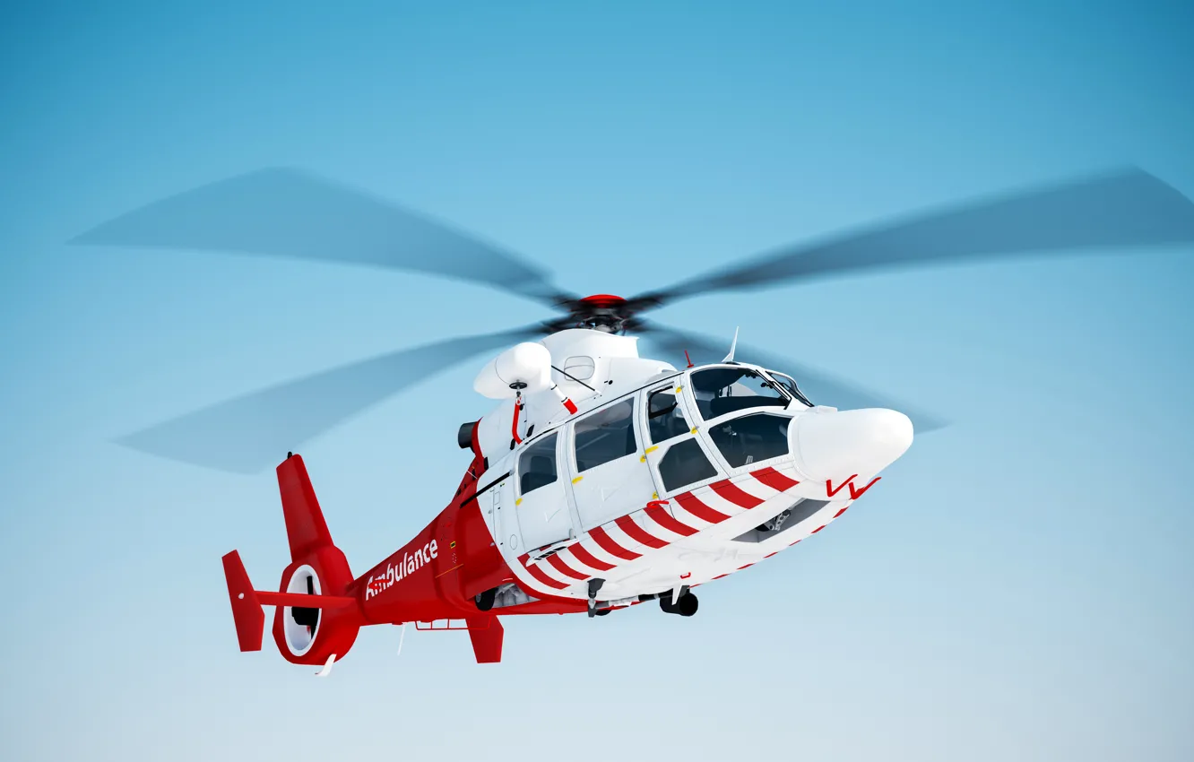 Photo wallpaper the sky, helicopter, rescue, ambulance, ambulance