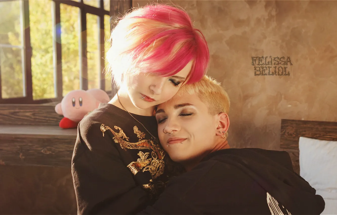 Photo wallpaper girl, rock, hug, friend, Felissa Beliol, The Felisa Belial, singer Felisa, singer Felisa Belial