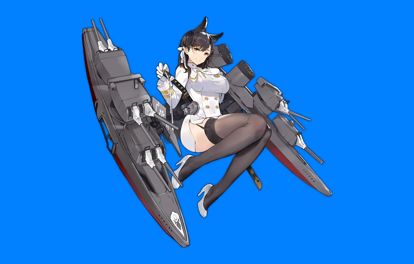 Photo wallpaper girl, sexy, thighhighs, long hair, dress, anime, beautiful, pretty