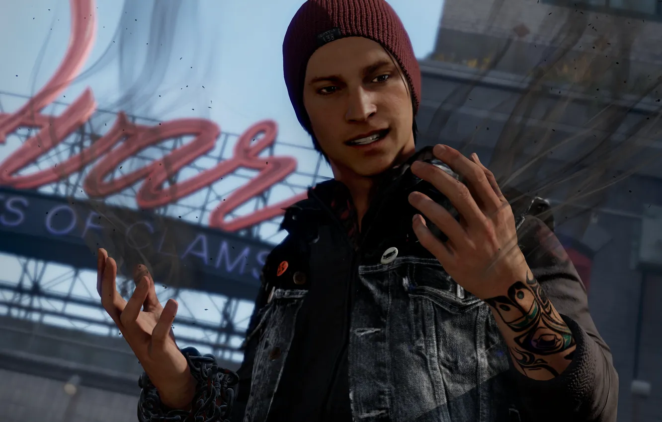 Photo wallpaper PlayStation 4, Delsin Rowe, Sucker Punch Productions, Sony Computer Entertainment, Infamous: Second Son