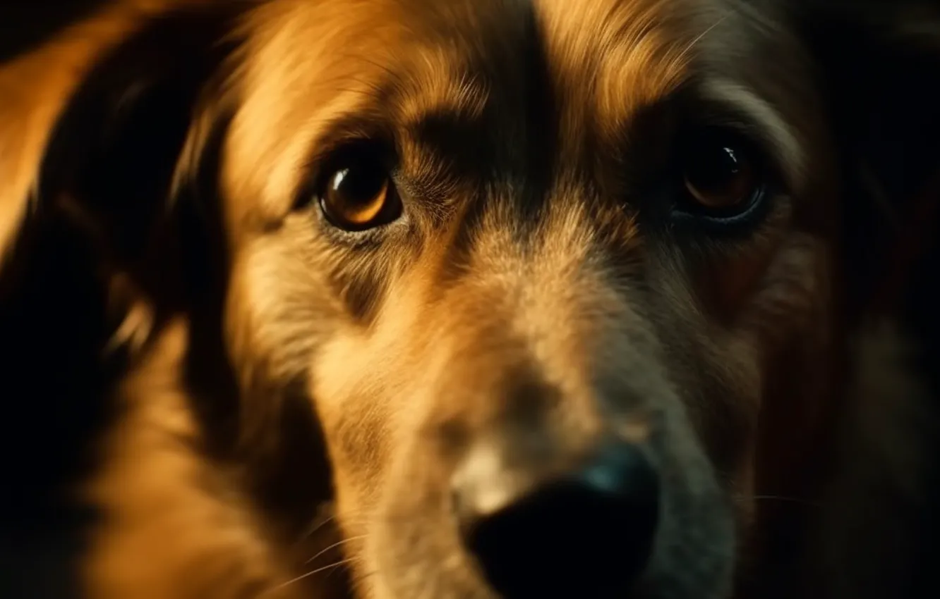 Photo wallpaper look, face, dog, Retriever, closeup, digital art, AI art, The Art of Artificial Intelligence