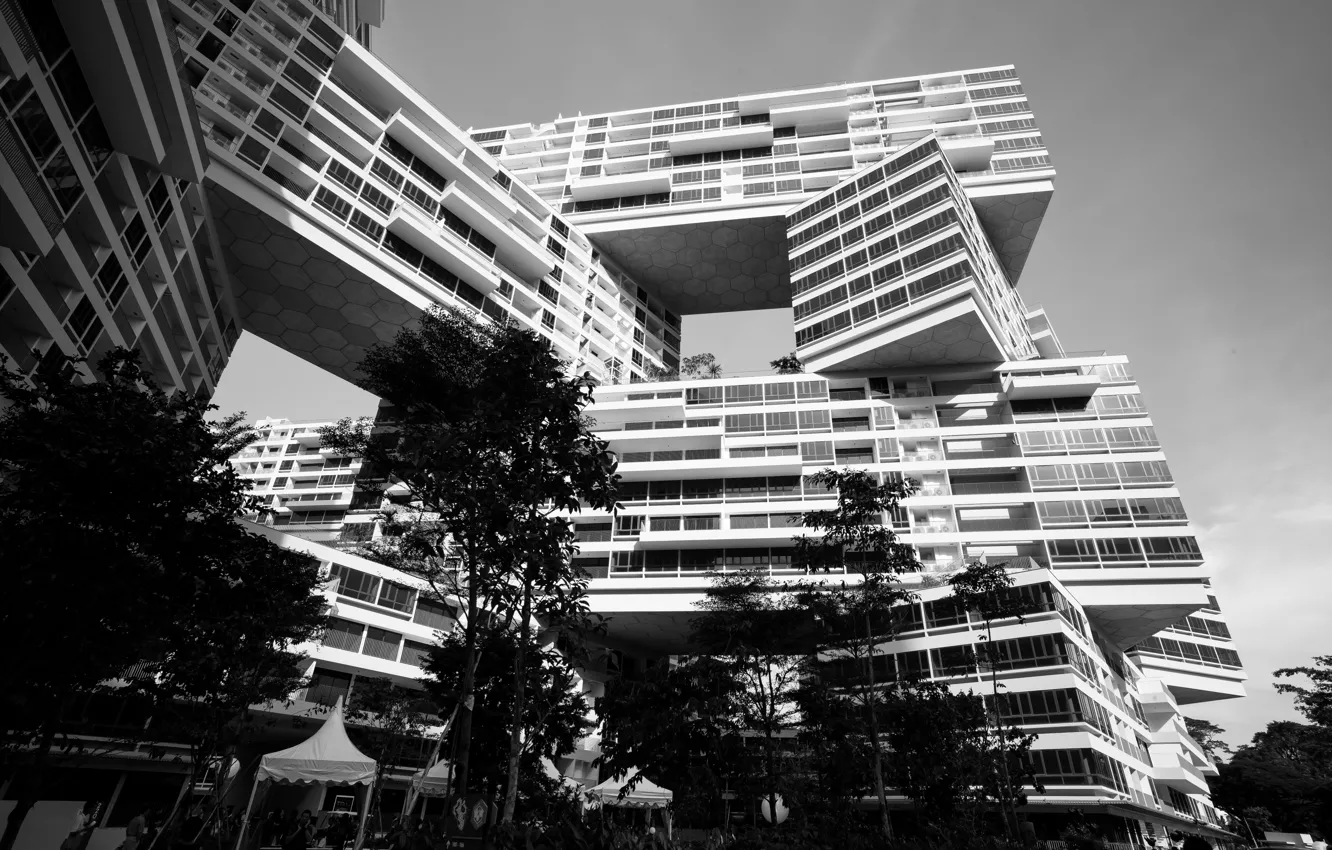 Photo wallpaper island, Singapore, black and white, building, Asia, sovereign, b/w, outstanding