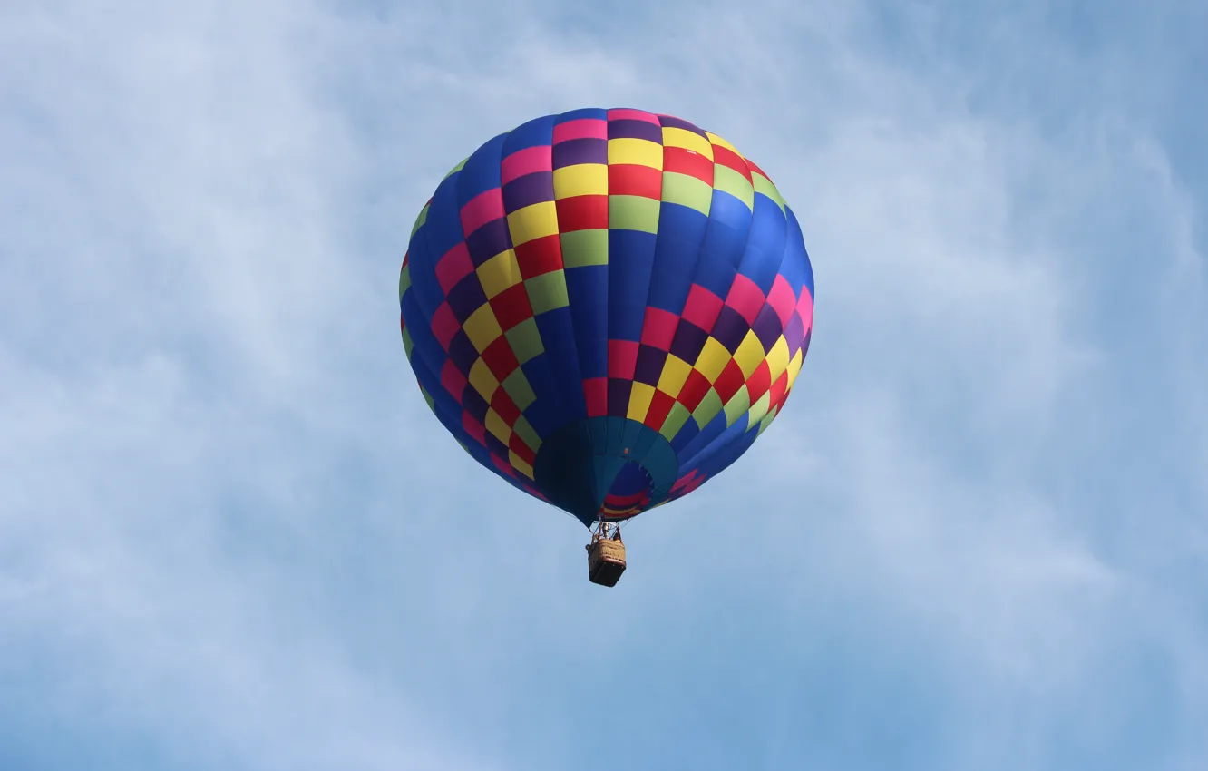 Photo wallpaper the sky, clouds, basket, balloon
