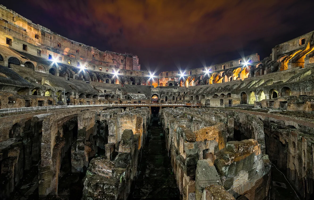 Photo wallpaper night, Roma, colosseum