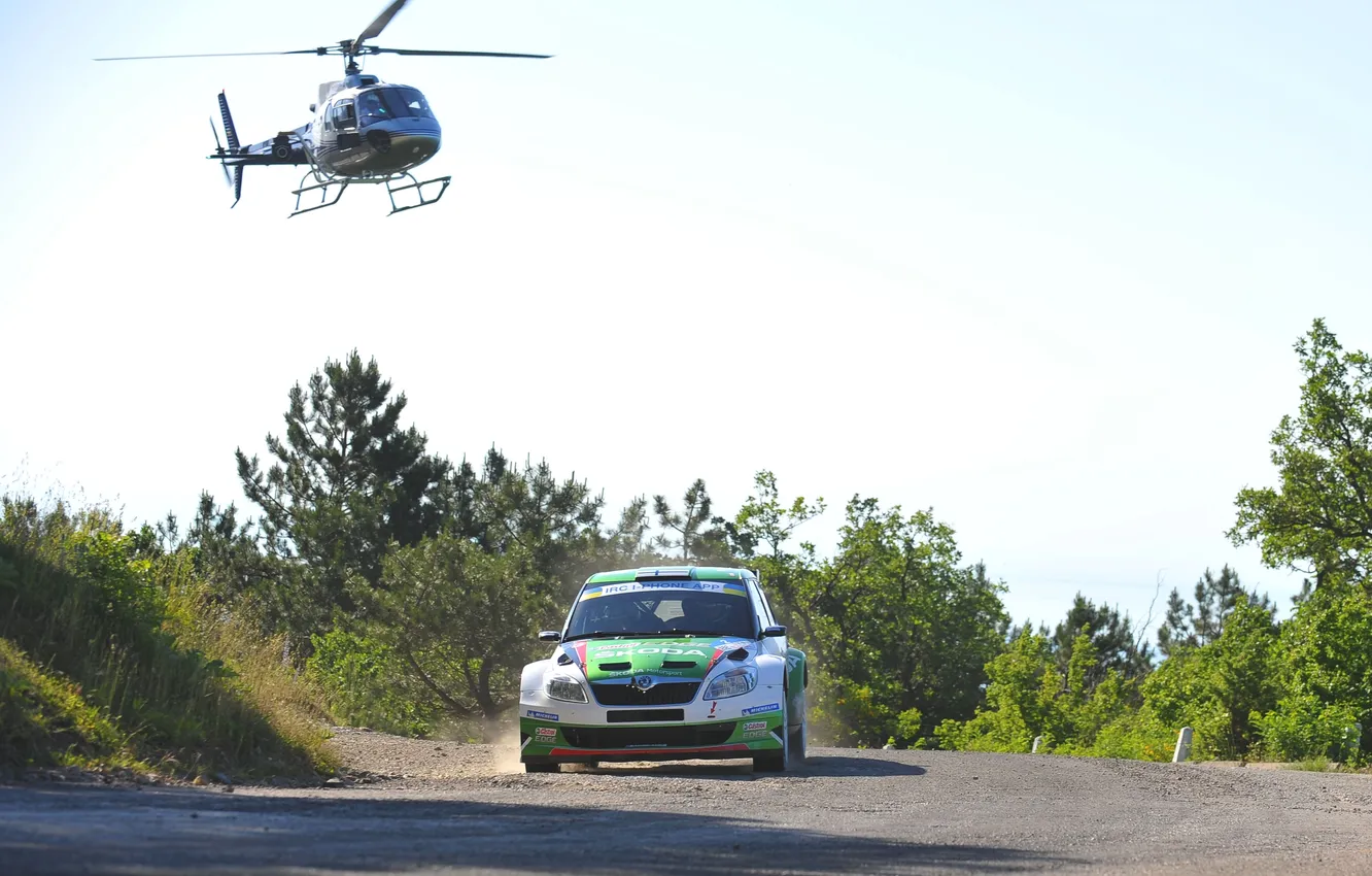 Photo wallpaper machine, race, sport, helicopter, Rally, Rally, Skoda, Fabia