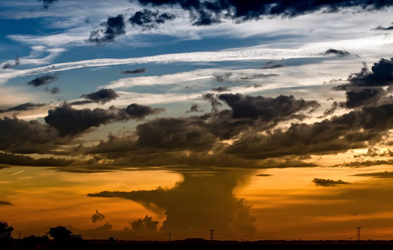 Photo wallpaper the sky, landscape, sunset