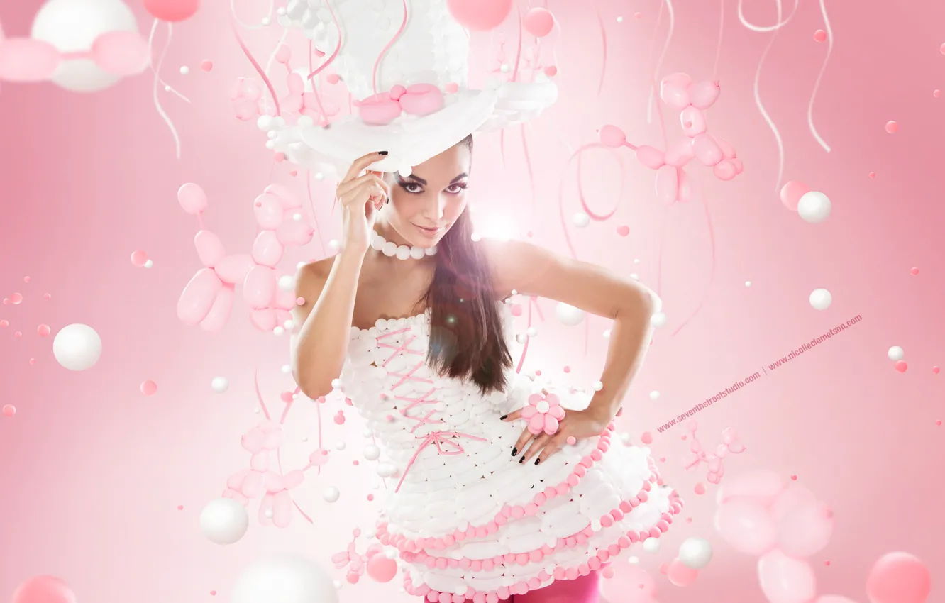 Photo wallpaper girl, pink, hat