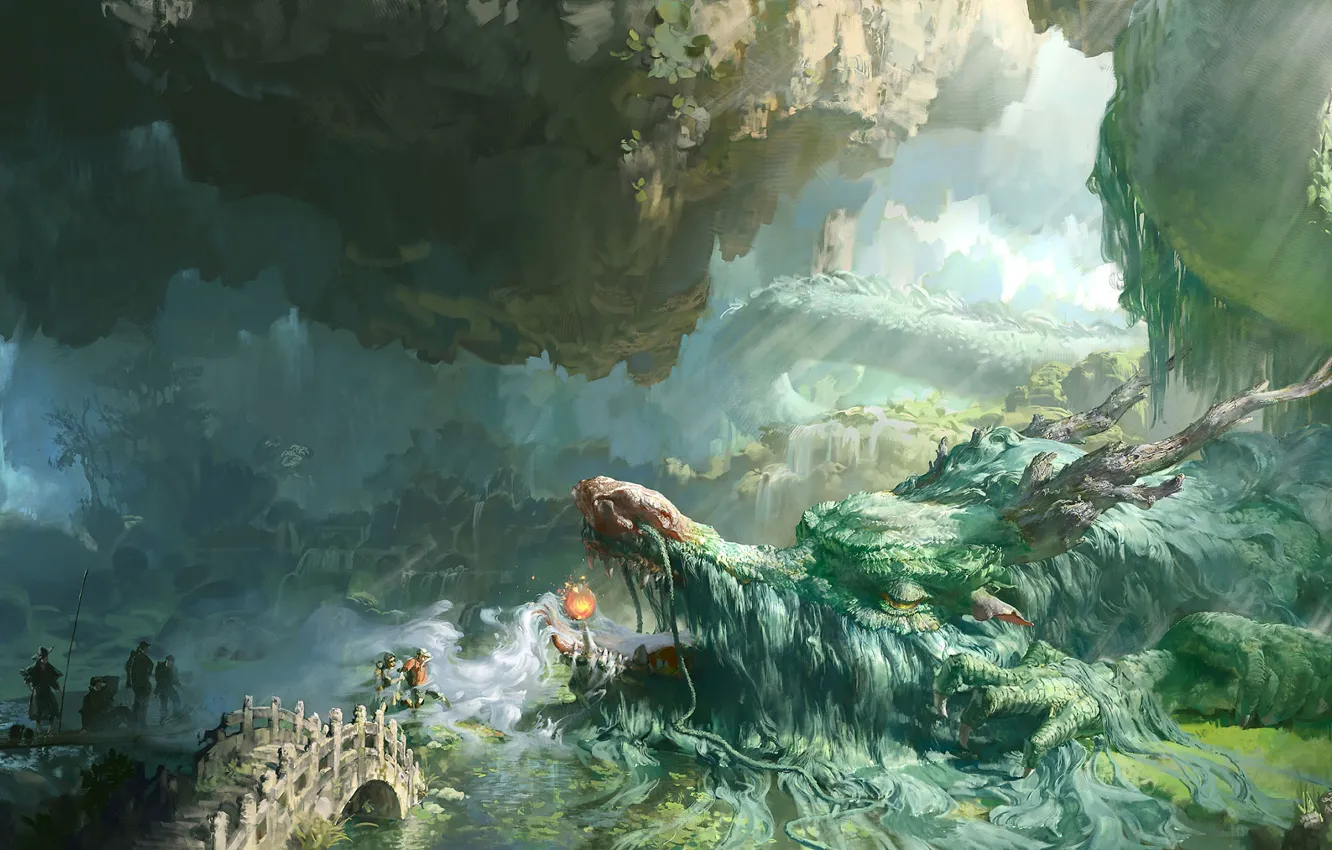 Photo wallpaper death, dragon, people, Chinese dragon, mythology, Chinese architecture