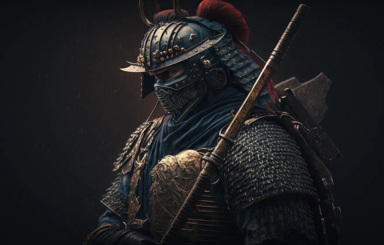 Photo wallpaper sword, armor, man, samurai