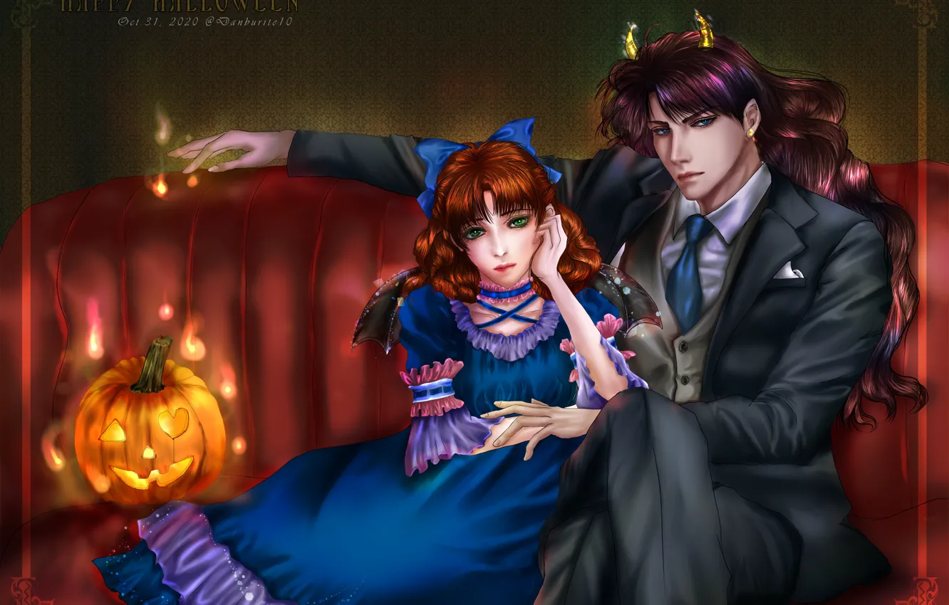 Photo wallpaper girl, guy, Halloween, Jack, Bishoujo Senshi Sailor Moon, Nephrite, Naru Oosaka