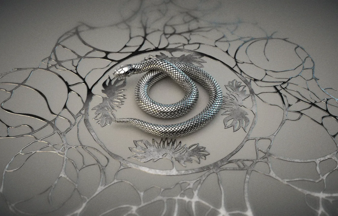Photo wallpaper metal, patterns, snake, scales, art, figure