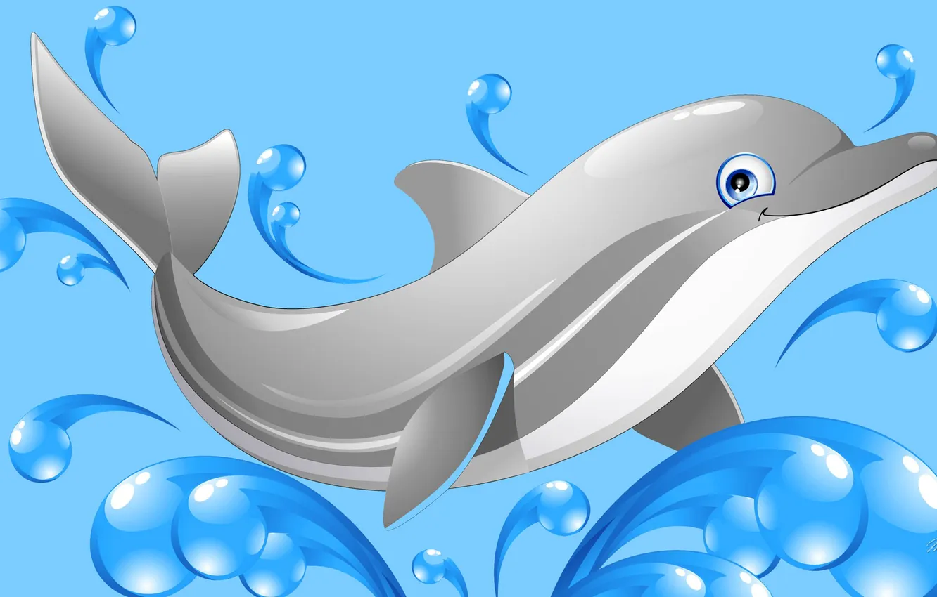 Photo wallpaper Dolphin, figure, vector, mammal