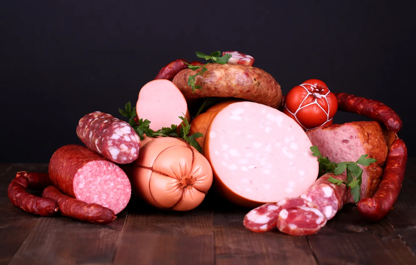 Photo wallpaper photo, Food, Sausage, Meat products