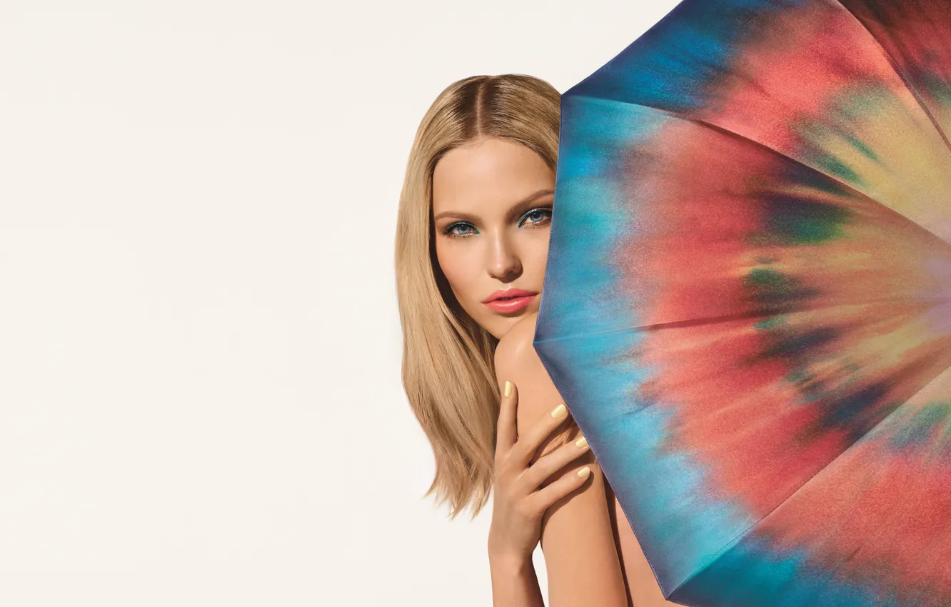 Photo wallpaper girl, background, umbrella, blonde, Sasha Luss