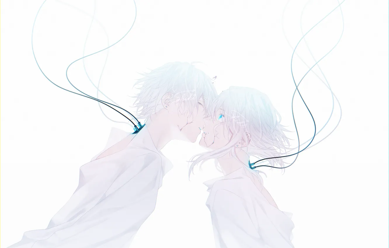 Photo wallpaper sadness, girl, cracked, wire, kiss, guy, under water