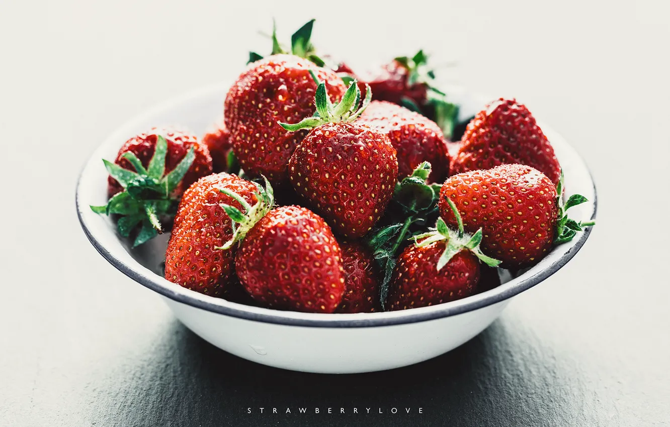 Photo wallpaper berries, food, strawberry, bowl, strawberries