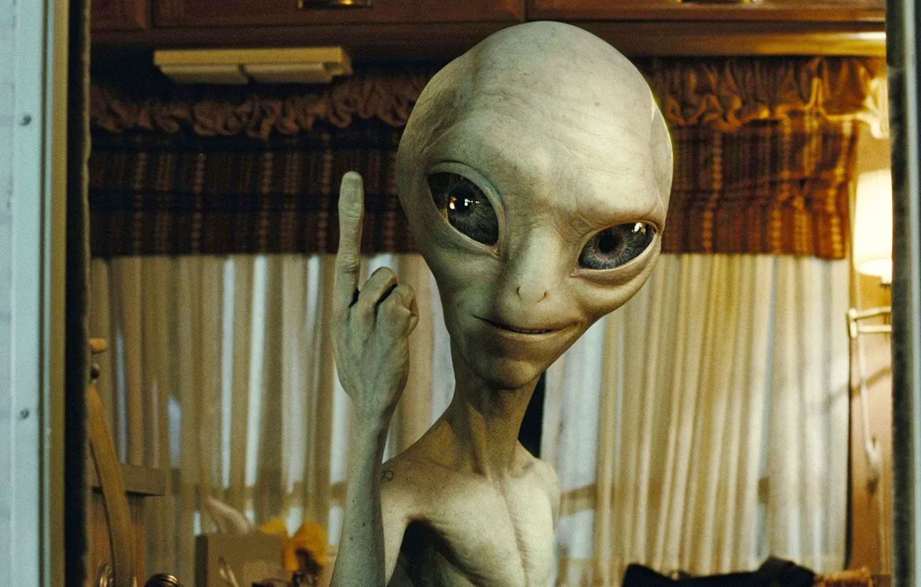 Photo wallpaper freak, alien, alien, grin, big eyes, Pol, thumbs up, Gender secret materialchik