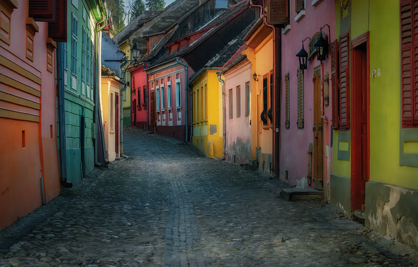 Photo wallpaper street, building, home, street, Romania