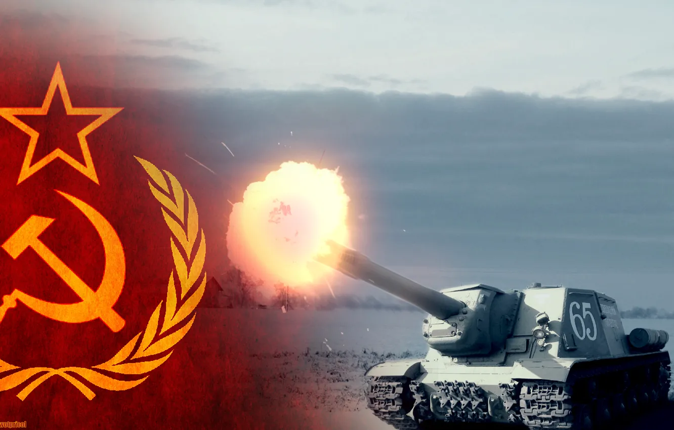 Photo wallpaper art, tank, USSR, WoT, ISU-152, World of Tanks, PT-ACS