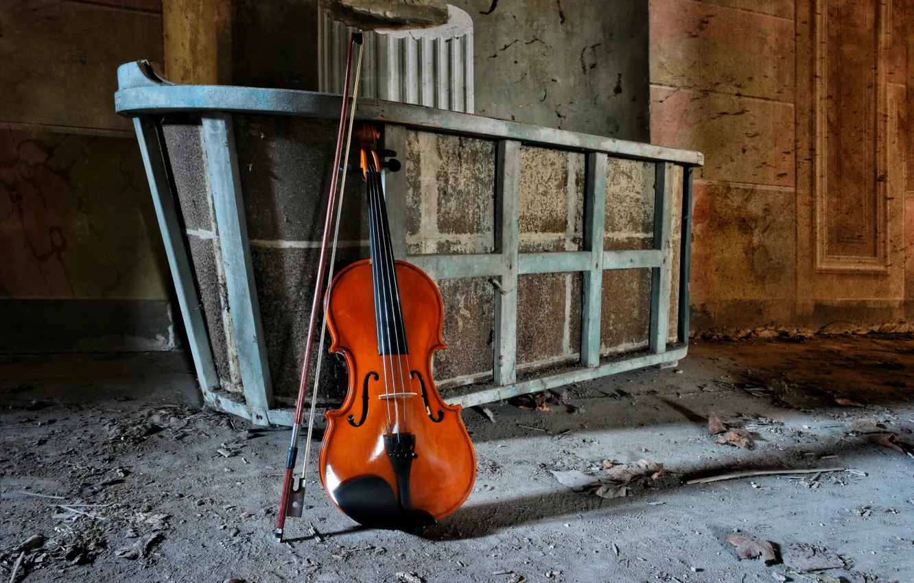 Photo wallpaper music, violin, Abandoned