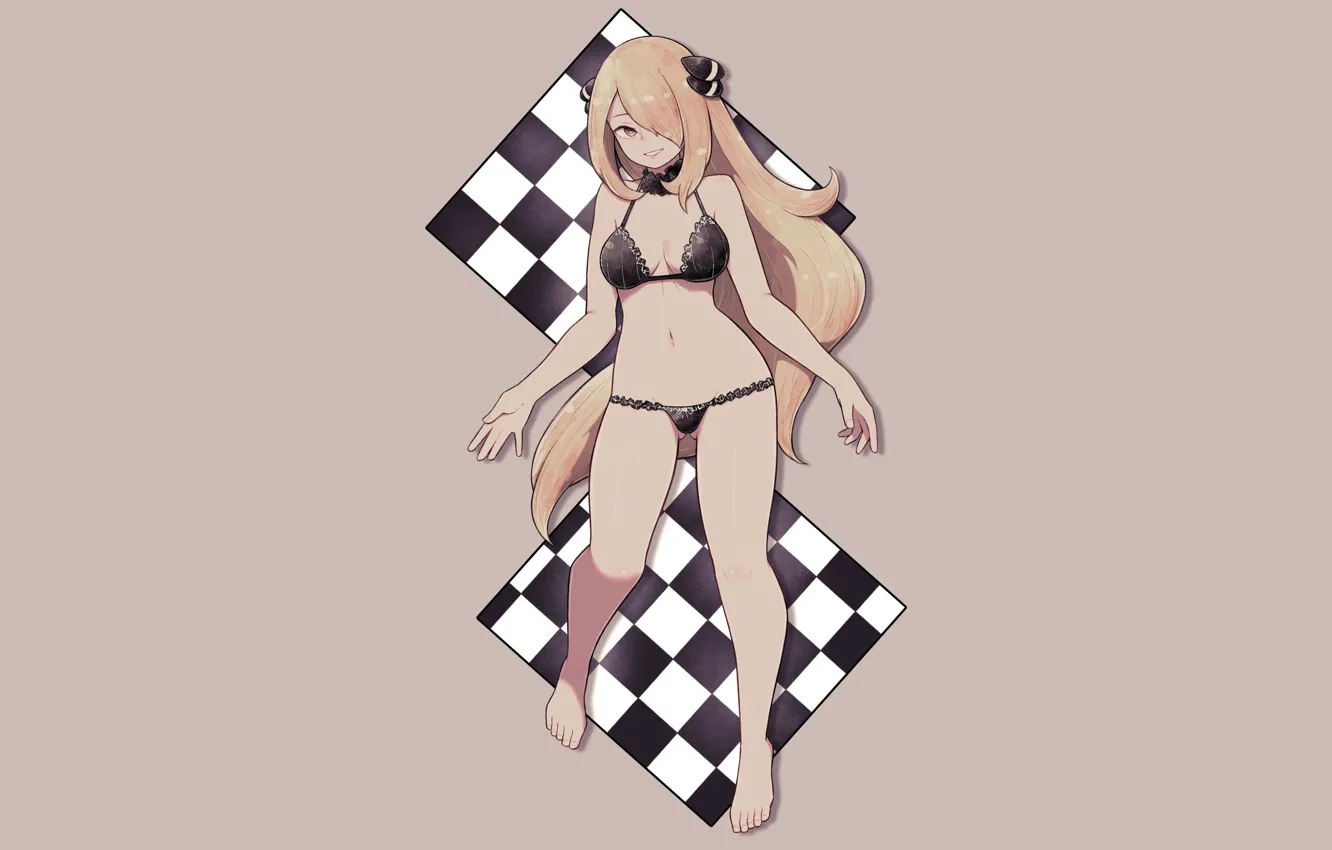 Photo wallpaper girl, sexy, lingerie, bra, cleavage, panties, long hair, boobs