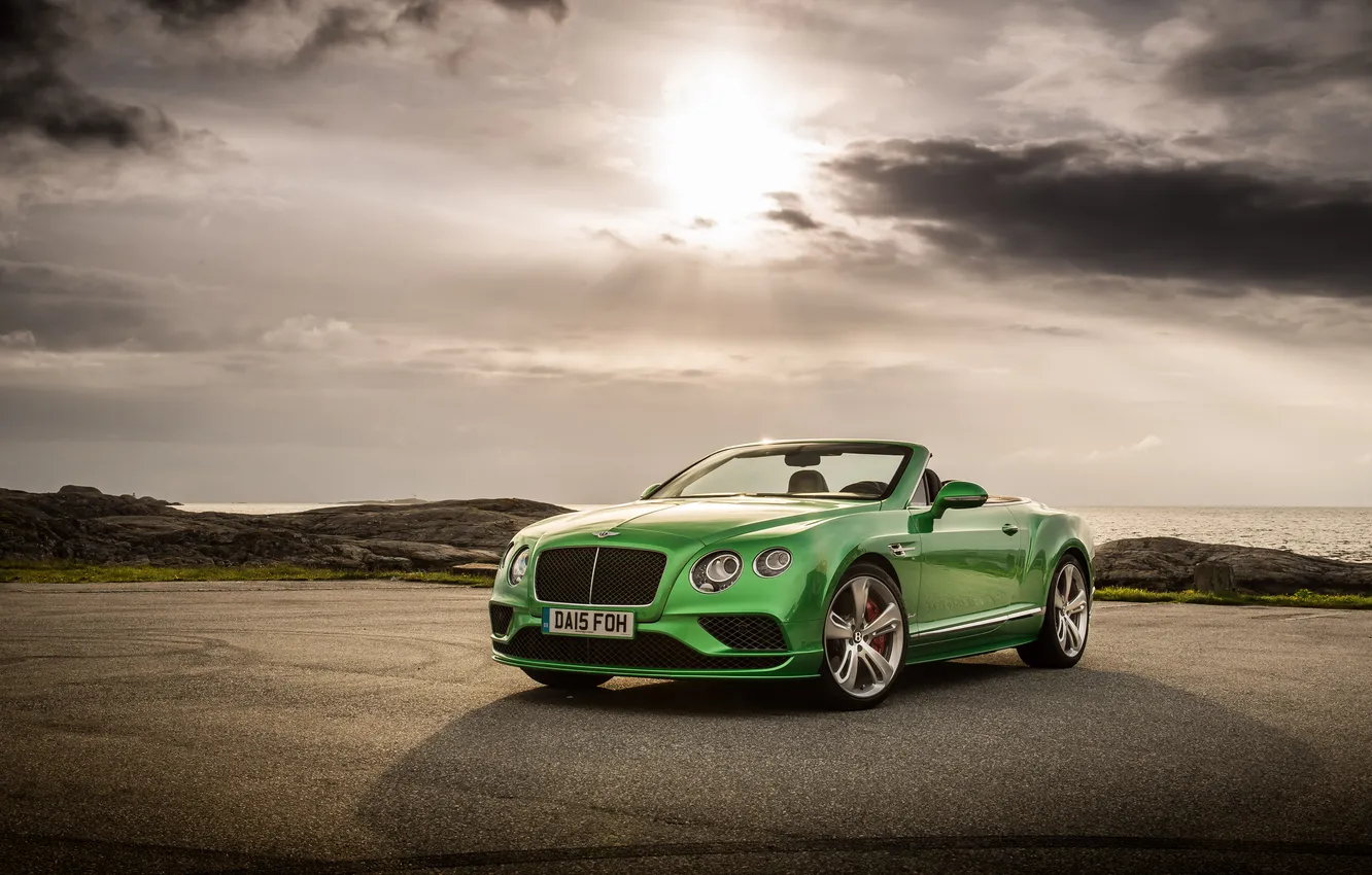 Photo wallpaper green, Bentley, Continental, convertible, speed, Bentley, continental, Convertible