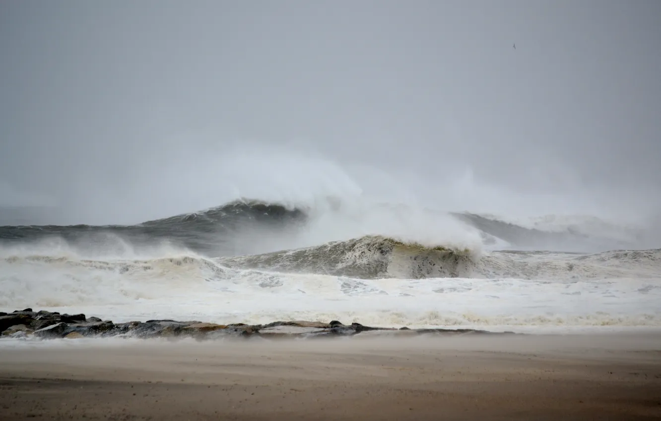 Photo wallpaper waves, storm, sea